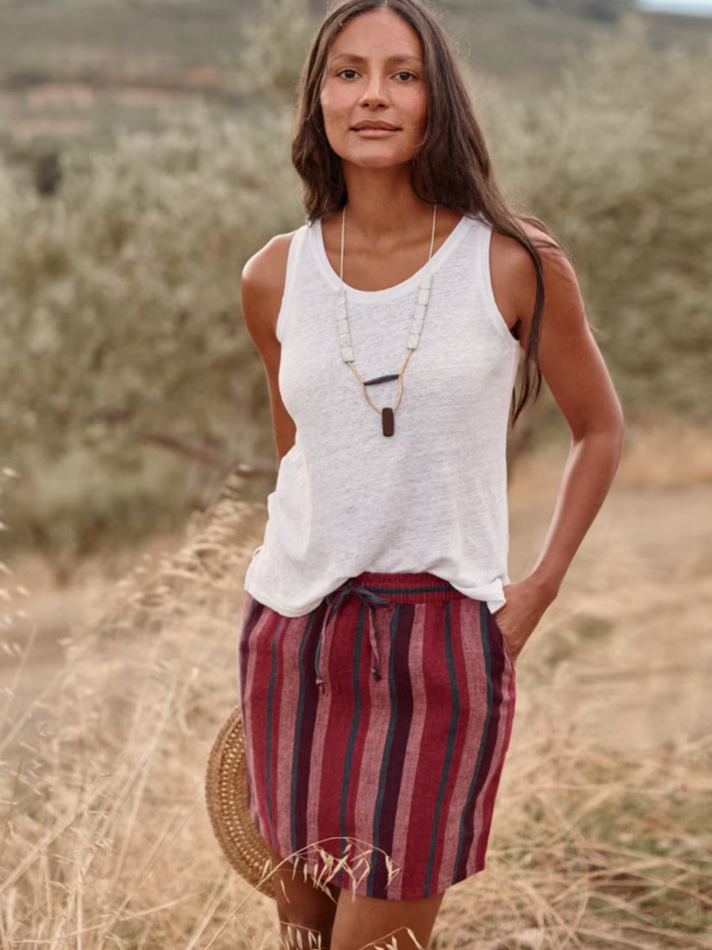 Garnet Hill washed linen pull on skirt